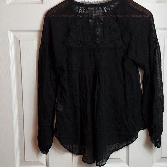 Rebecca Taylor Black Silk Blend Blouse Sz 0 - Picture 10 of 13